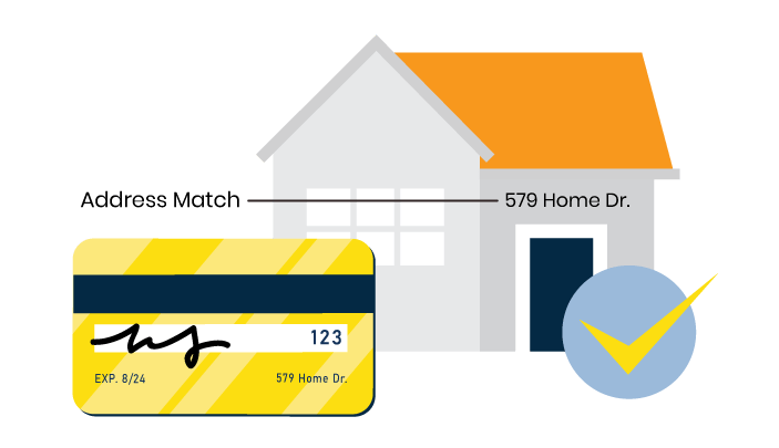 Verify customer addresses from their card information to their keyed in purchase